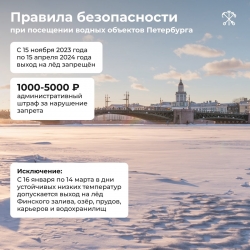 Об установлении периодов, в течение которых запрещается выход на ледовое покрытие водных объектов в Санкт-Петербурге